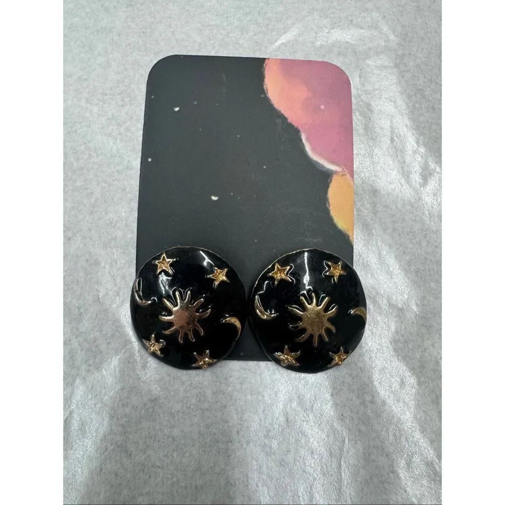Celestial Black and Gold Earrings
